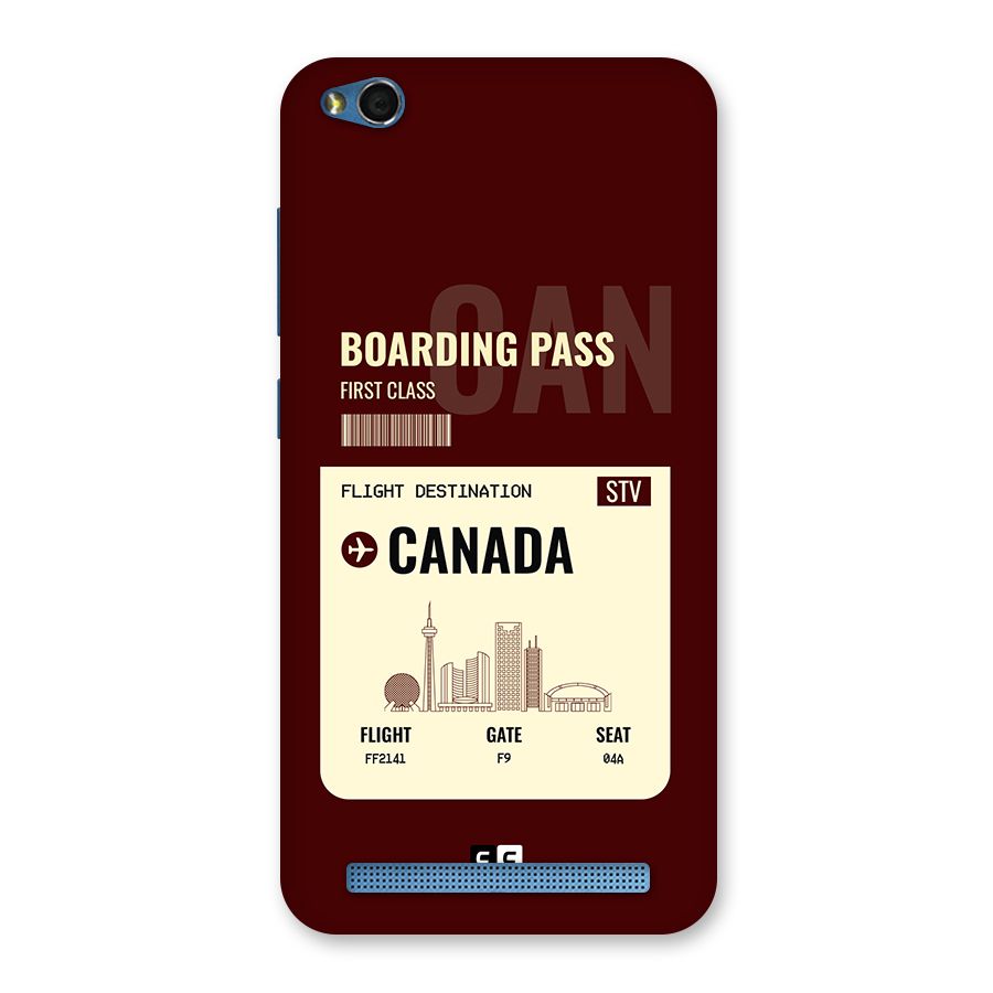 Canada Boarding Pass Back Case for Redmi 5A