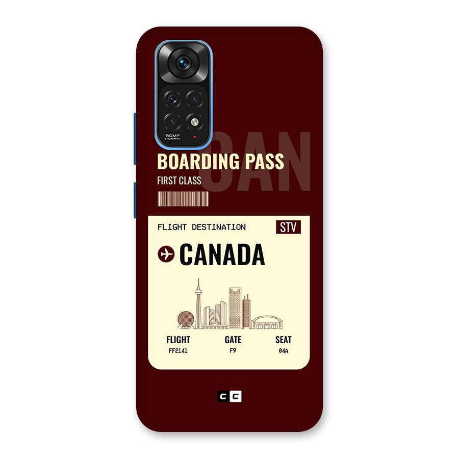 Canada Boarding Pass Back Case for Redmi Note 11S