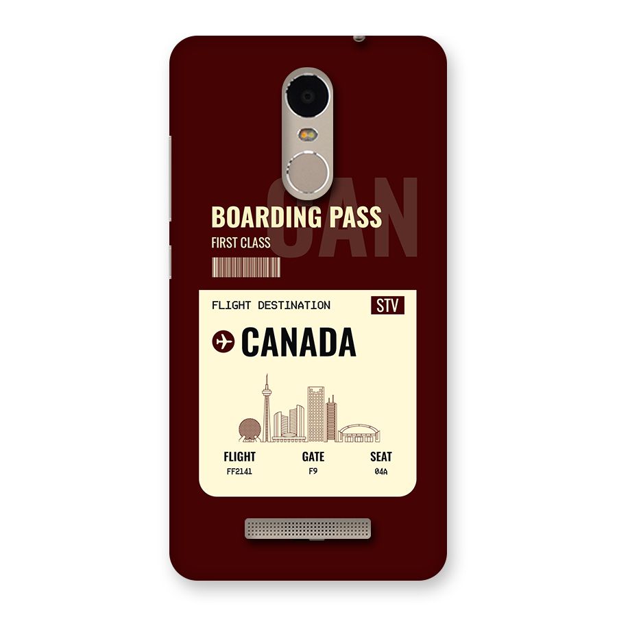 Canada Boarding Pass Back Case for Redmi Note 3