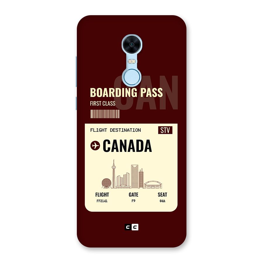Canada Boarding Pass Back Case for Redmi Note 5