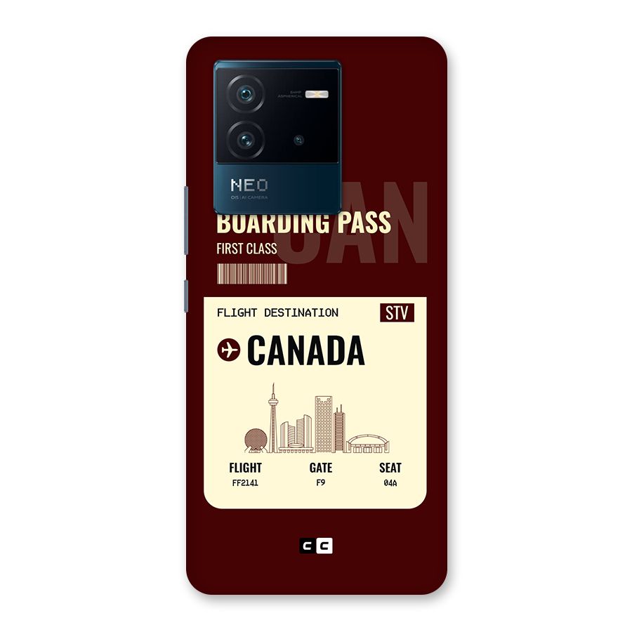 Canada Boarding Pass Back Case for Vivo iQOO Neo 6 5G