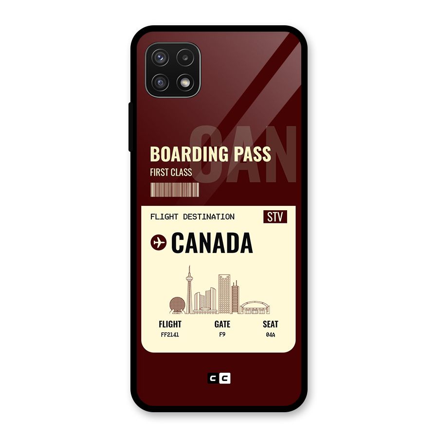 Canada Boarding Pass Glass Back Case for Galaxy A22 5G