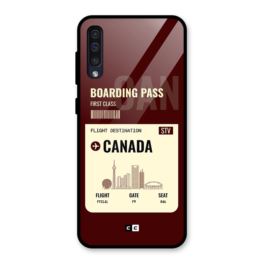 Canada Boarding Pass Glass Back Case for Galaxy A30s
