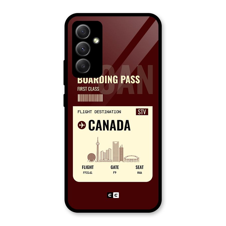 Canada Boarding Pass Glass Back Case for Galaxy A34