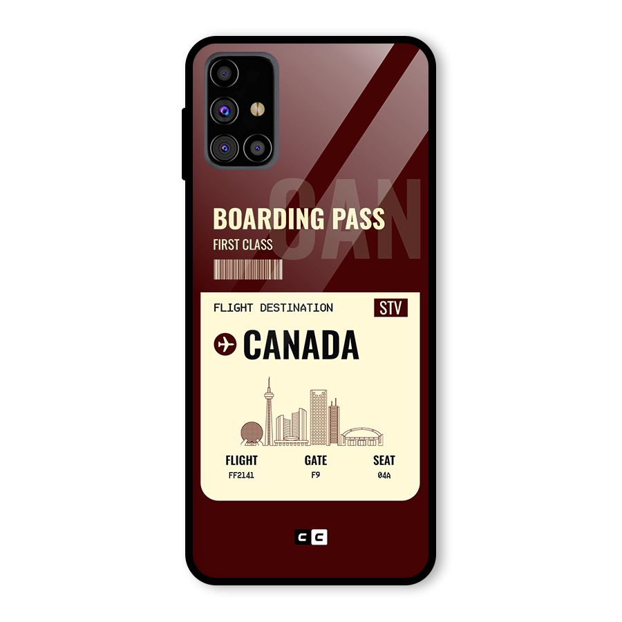 Canada Boarding Pass Glass Back Case for Galaxy M31s