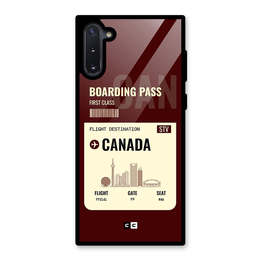 Canada Boarding Pass Glass Back Case for Galaxy Note 10