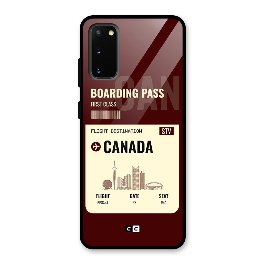 Canada Boarding Pass Glass Back Case for Galaxy S20