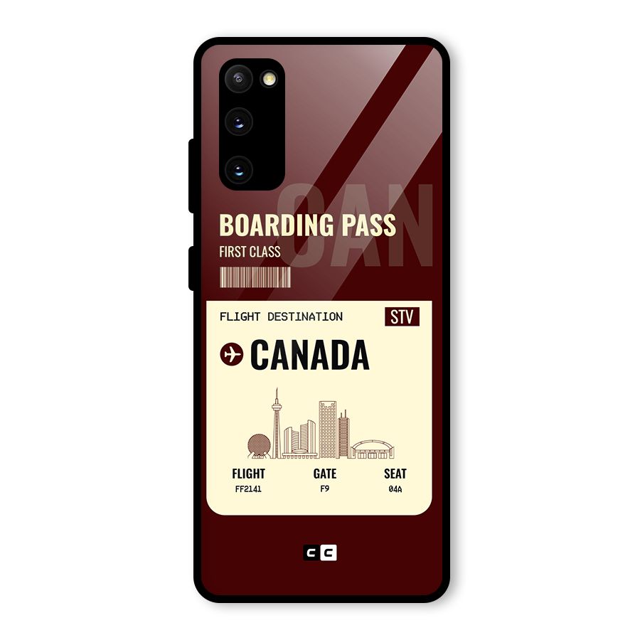 Canada Boarding Pass Glass Back Case for Galaxy S20 FE 5G