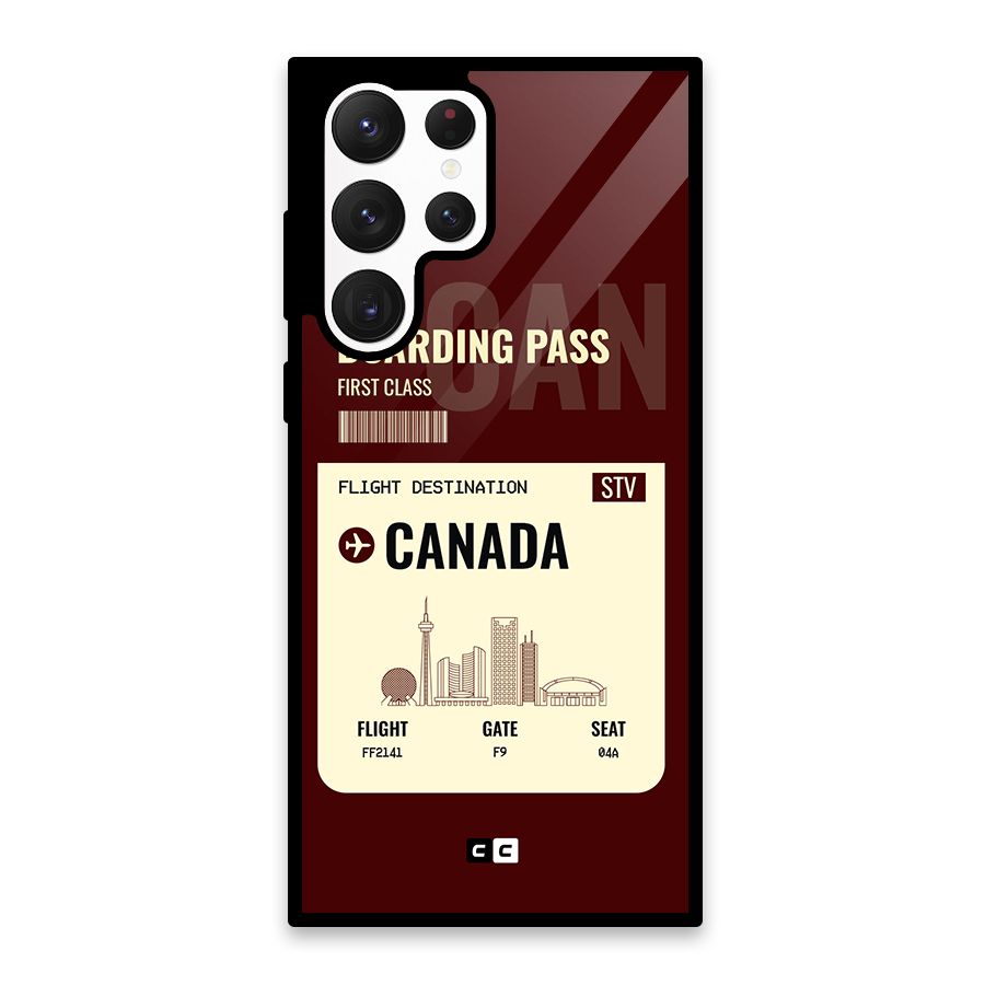 Canada Boarding Pass Glass Back Case for Galaxy S22 Ultra 5G