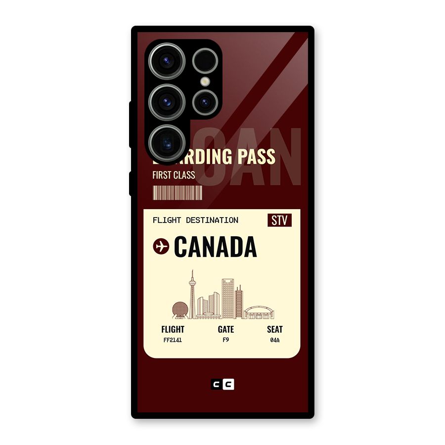 Canada Boarding Pass Glass Back Case for Galaxy S23 Ultra