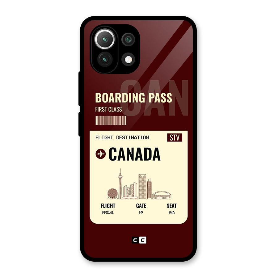 Canada Boarding Pass Glass Back Case for Mi 11 Lite