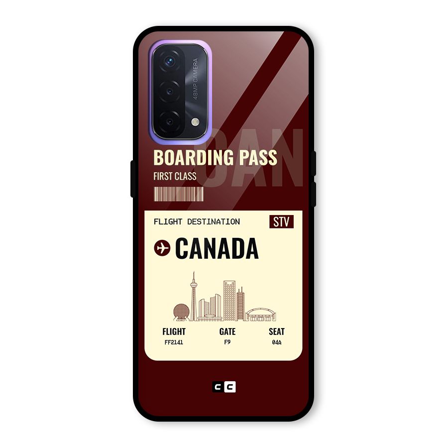 Canada Boarding Pass Glass Back Case for Oppo A74 5G