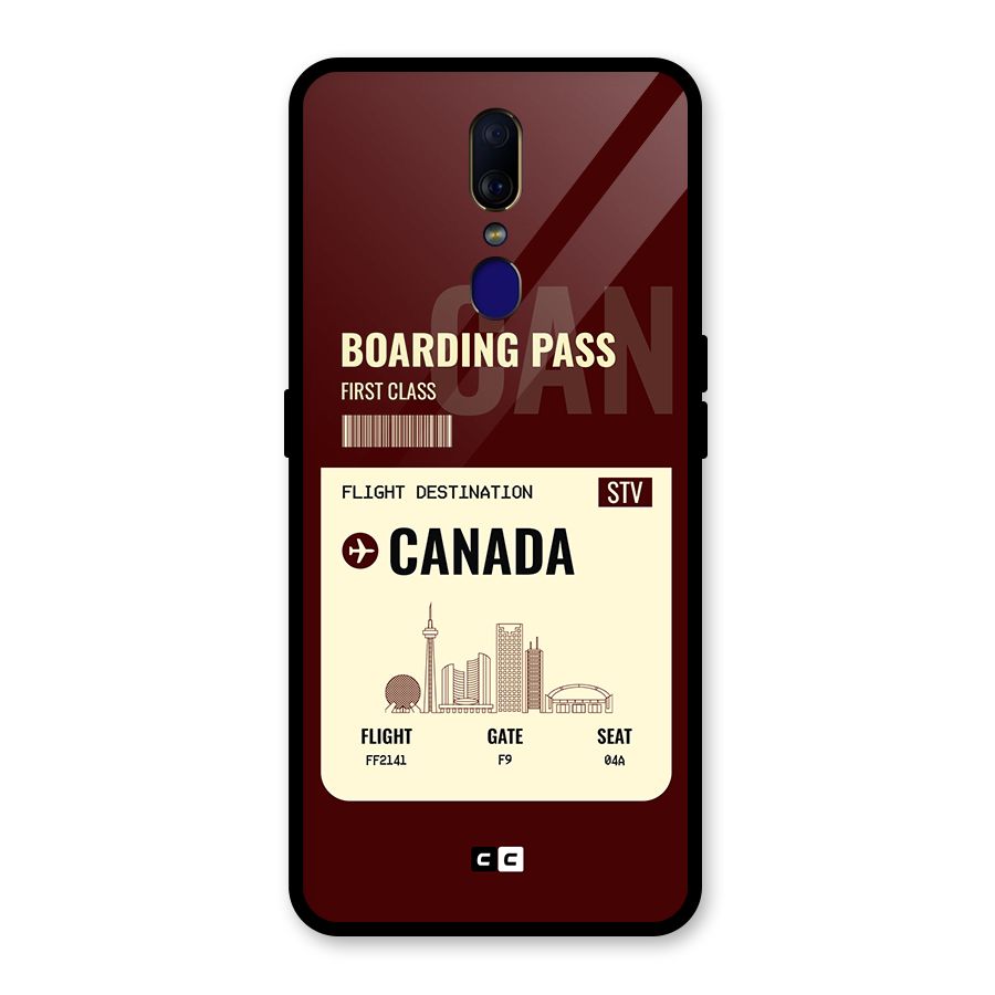 Canada Boarding Pass Glass Back Case for Oppo F11