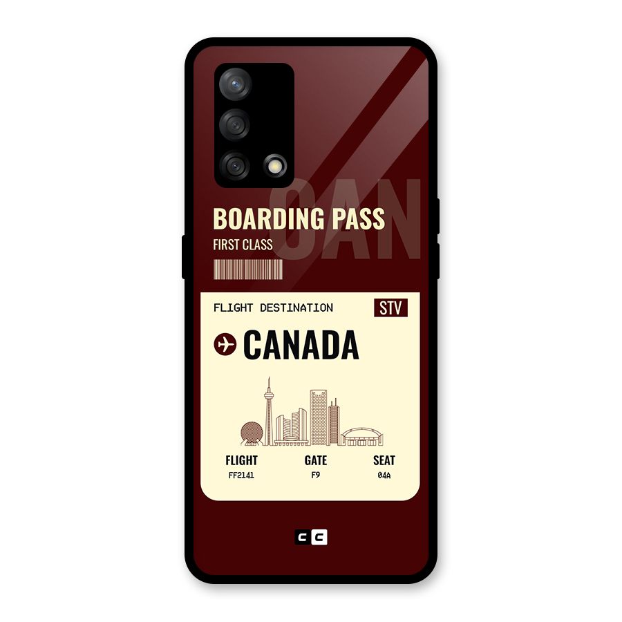 Canada Boarding Pass Glass Back Case for Oppo F19