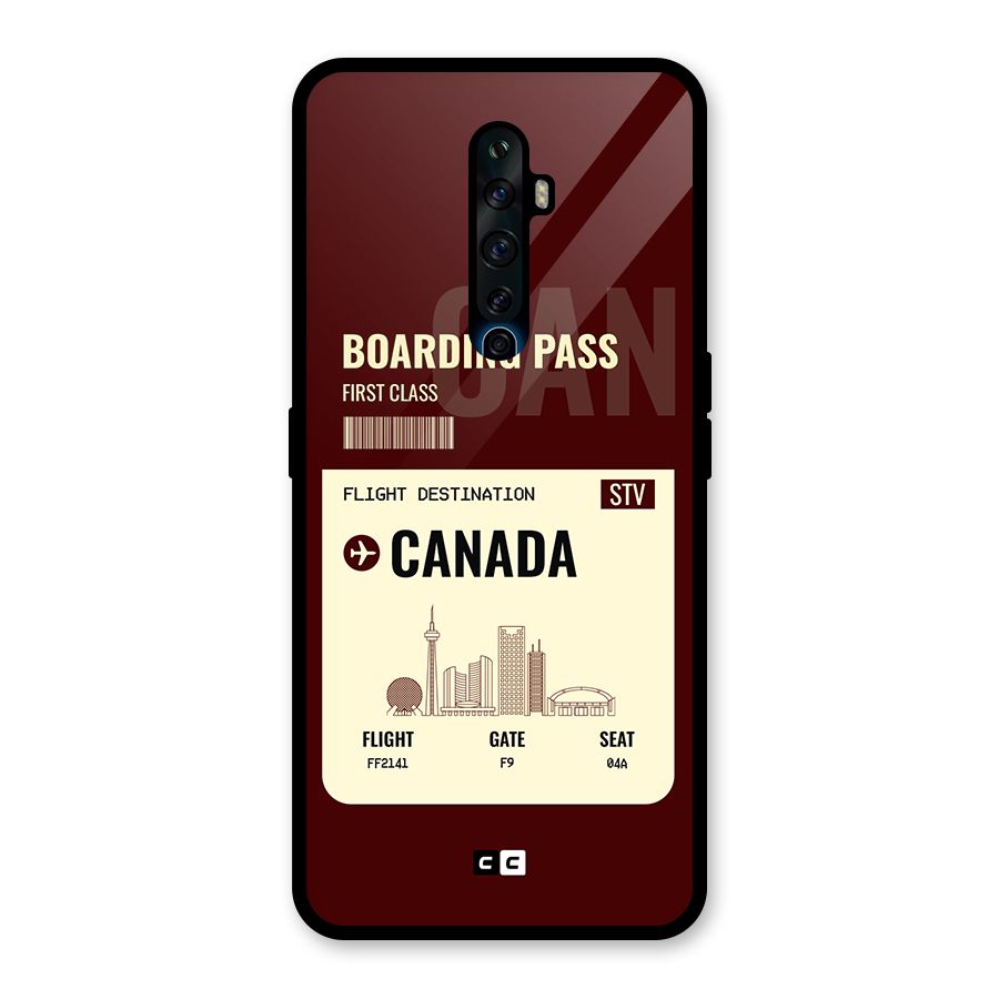 Canada Boarding Pass Glass Back Case for Oppo Reno2 F