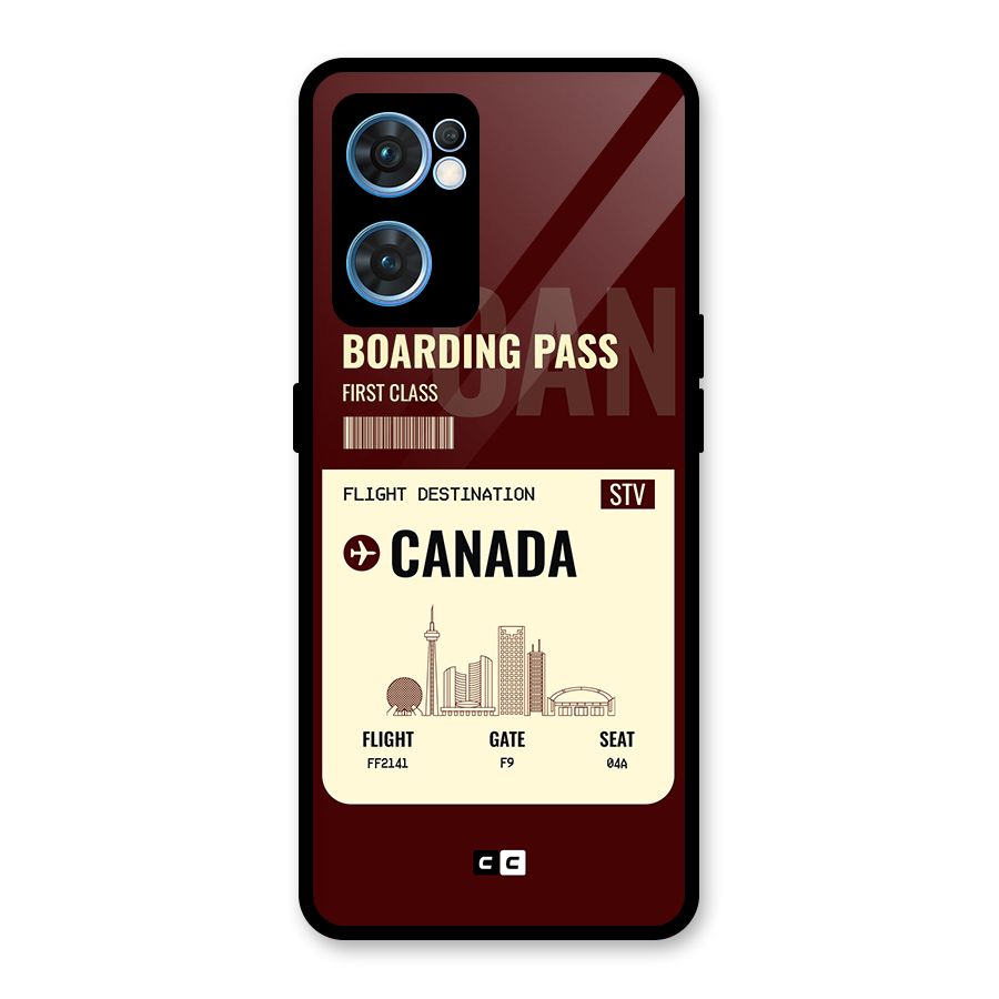 Canada Boarding Pass Glass Back Case for Oppo Reno7 5G
