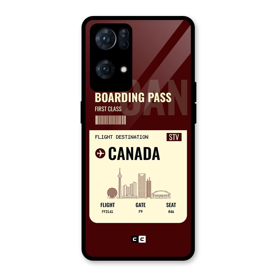 Canada Boarding Pass Glass Back Case for Oppo Reno7 Pro 5G