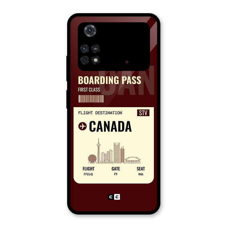 Canada Boarding Pass Glass Back Case for Poco M4 Pro 4G