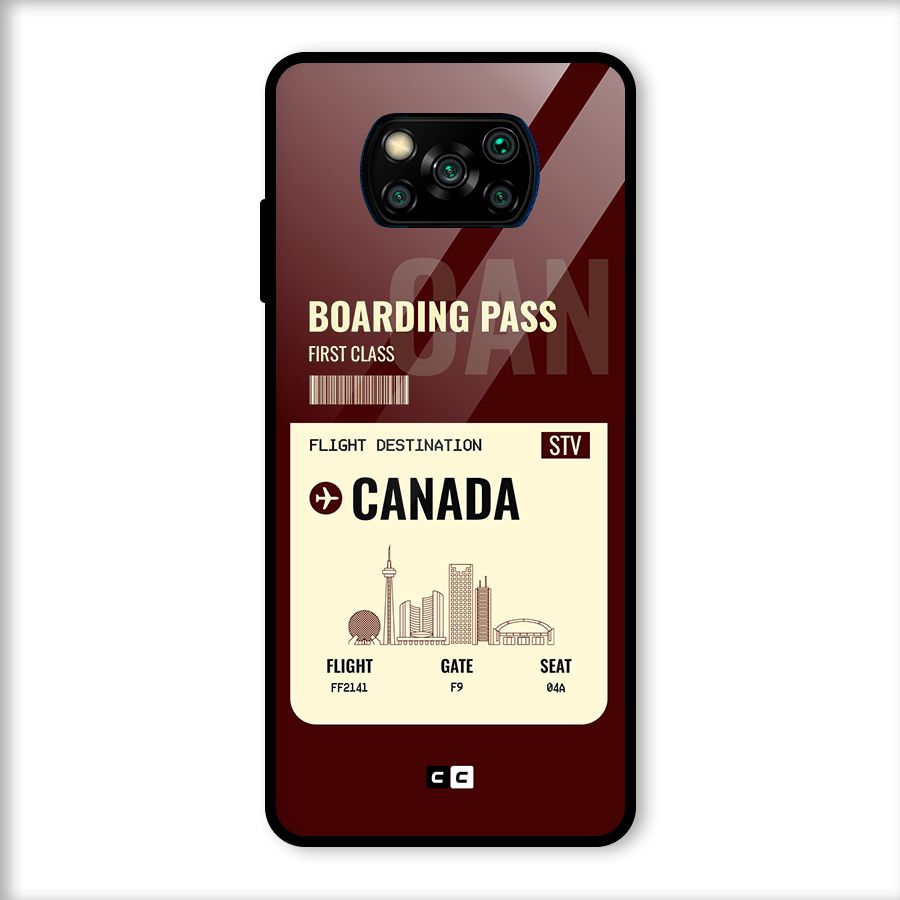 Canada Boarding Pass Glass Back Case for Poco X3