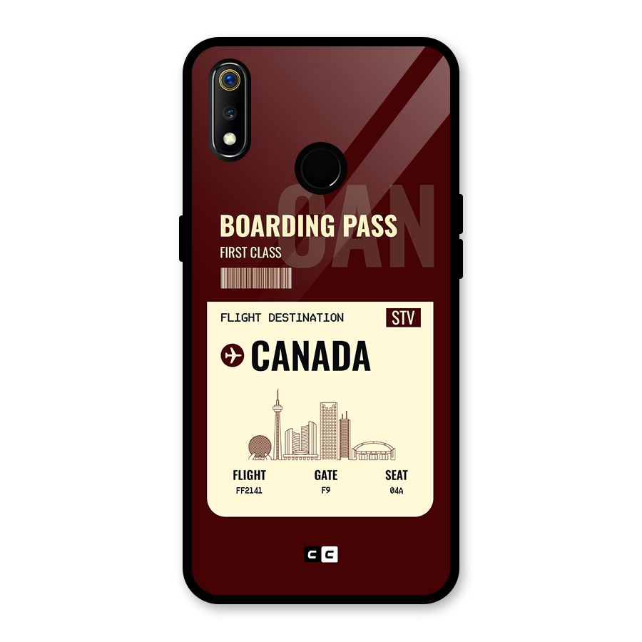 Canada Boarding Pass Glass Back Case for Realme 3i