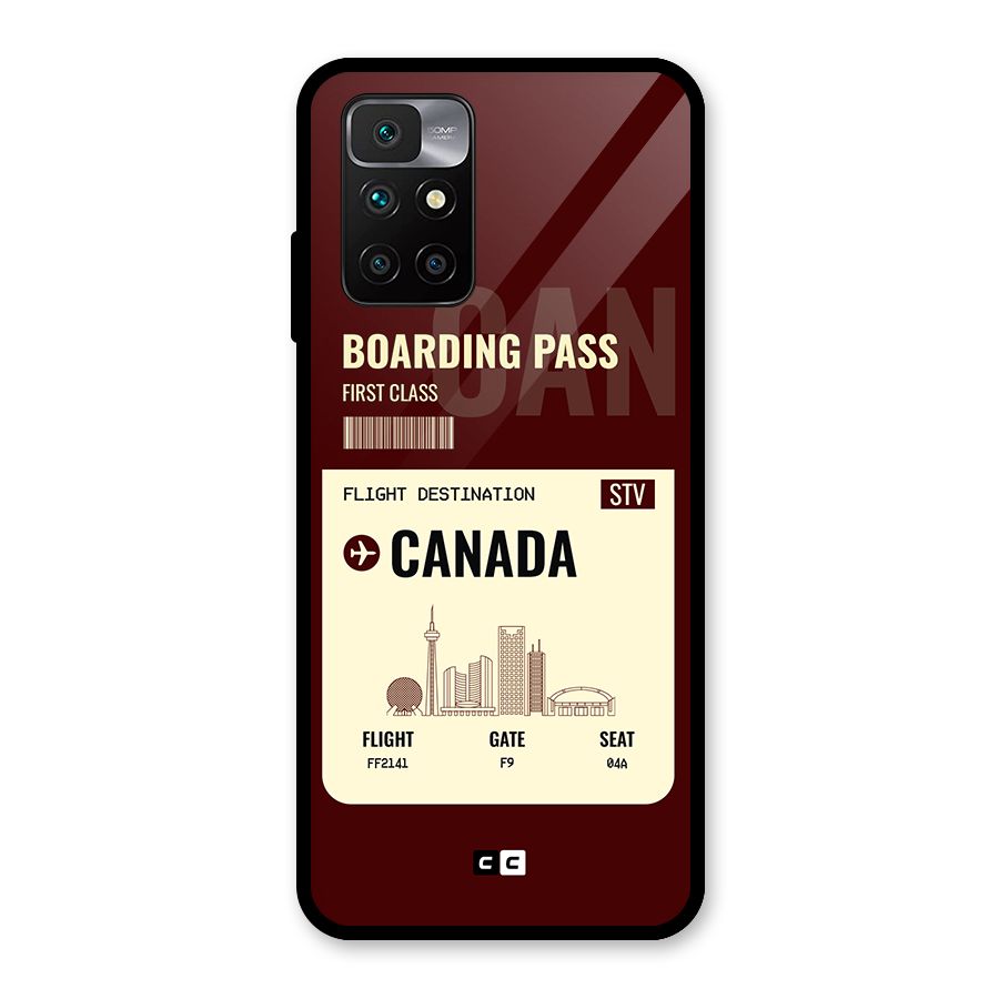 Canada Boarding Pass Glass Back Case for Redmi 10 Prime