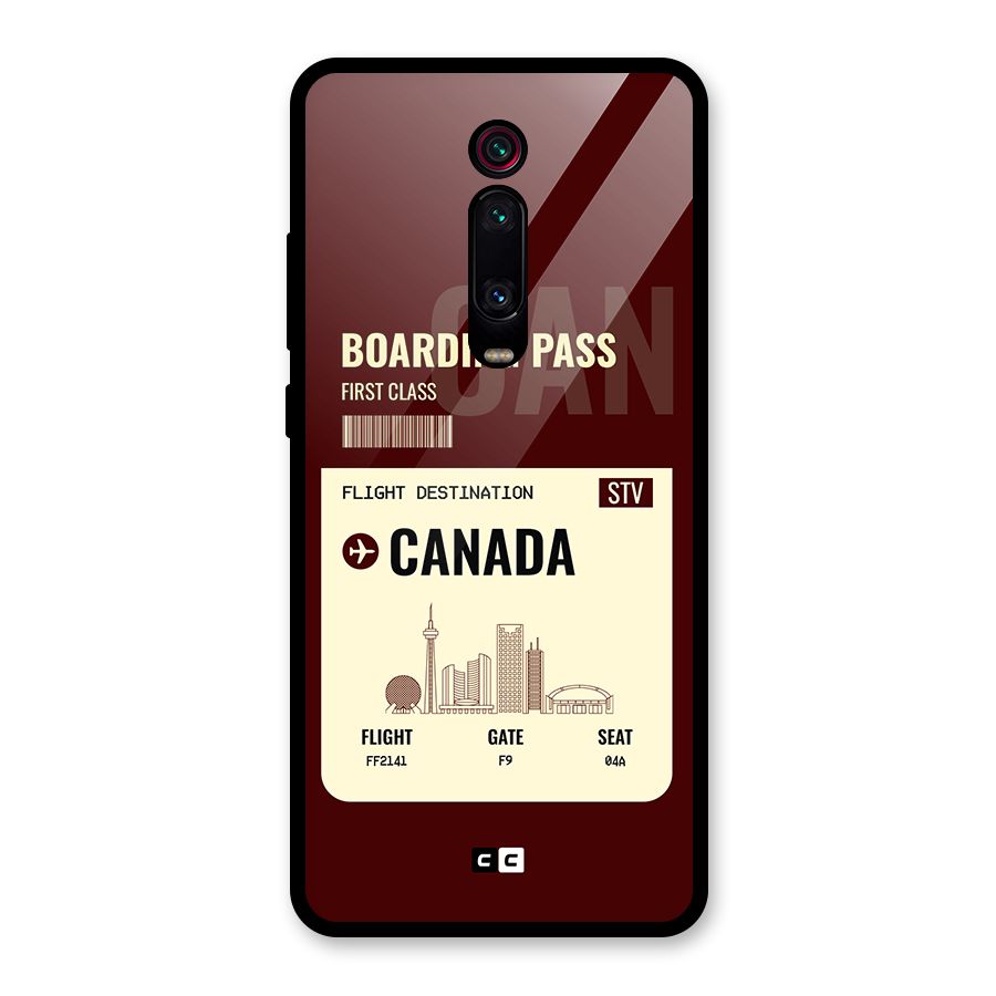 Canada Boarding Pass Glass Back Case for Redmi K20
