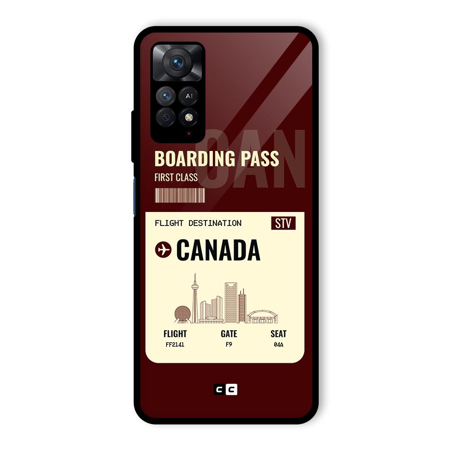 Canada Boarding Pass Glass Back Case for Redmi Note 11 Pro