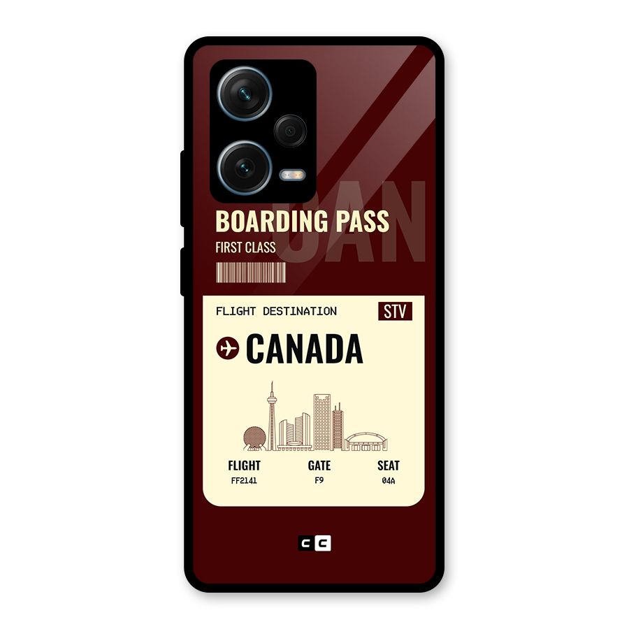 Canada Boarding Pass Glass Back Case for Redmi Note 12 Pro Plus 5G