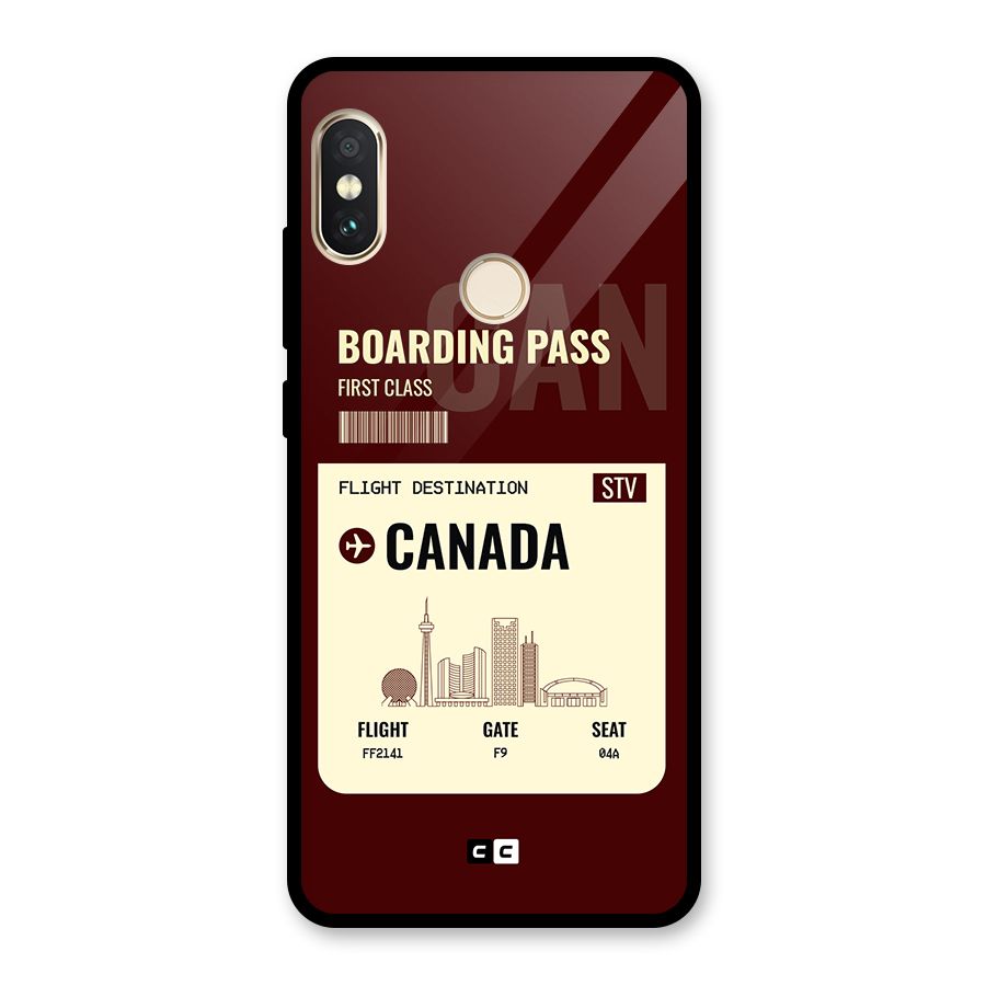 Canada Boarding Pass Glass Back Case for Redmi Note 5 Pro