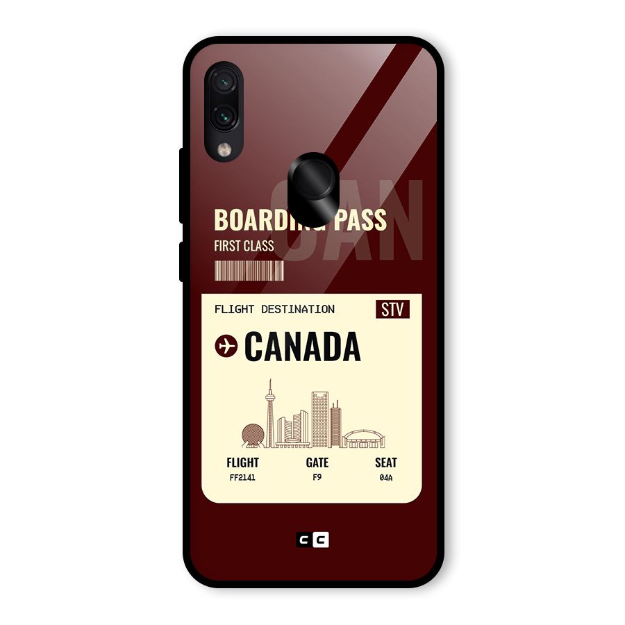 Canada Boarding Pass Glass Back Case for Redmi Note 7 Pro