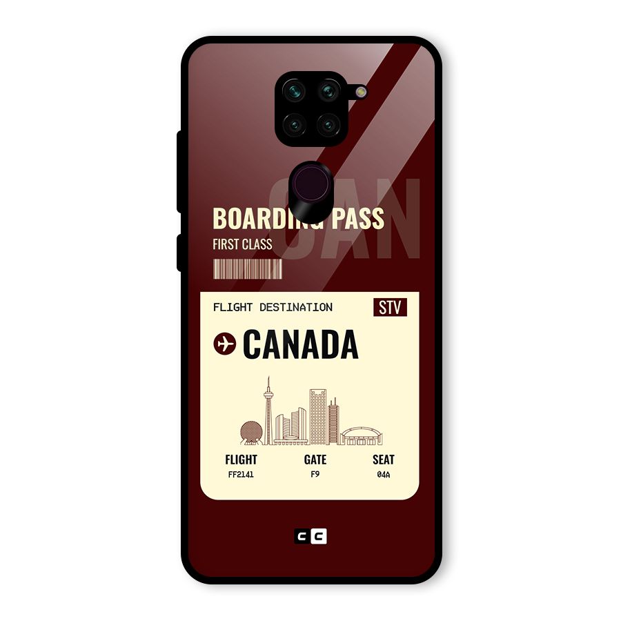 Canada Boarding Pass Glass Back Case for Redmi Note 9
