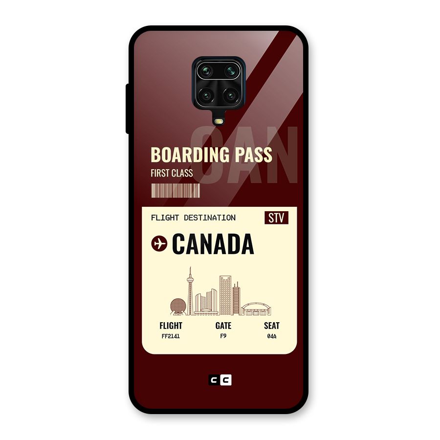 Canada Boarding Pass Glass Back Case for Redmi Note 9 Pro