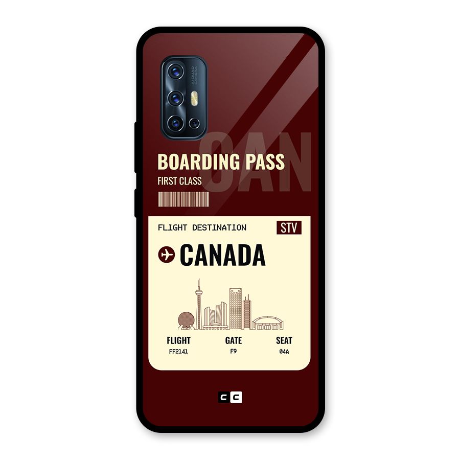 Canada Boarding Pass Glass Back Case for Vivo V17