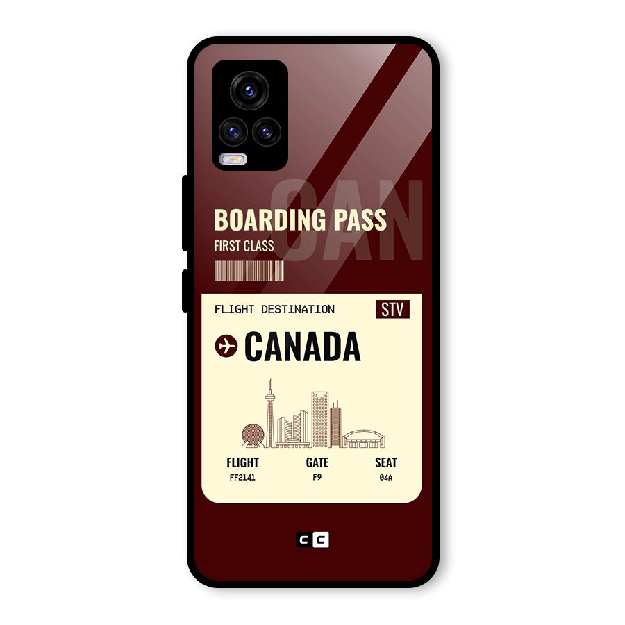 Canada Boarding Pass Glass Back Case for Vivo V20
