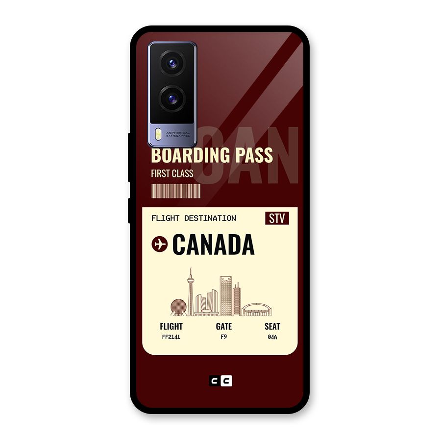 Canada Boarding Pass Glass Back Case for Vivo V21e 5G