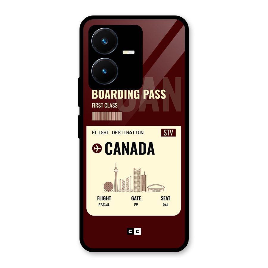 Canada Boarding Pass Glass Back Case for Vivo Y22s