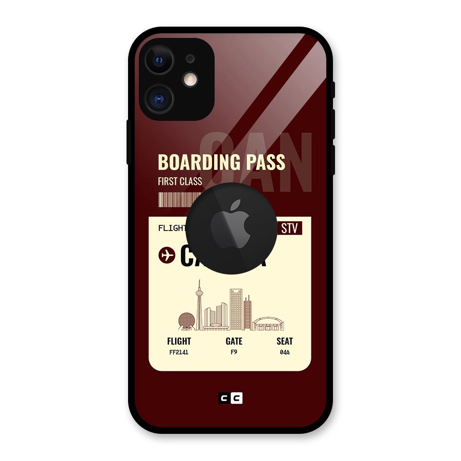Canada Boarding Pass Glass Back Case for iPhone 11 Logo Cut