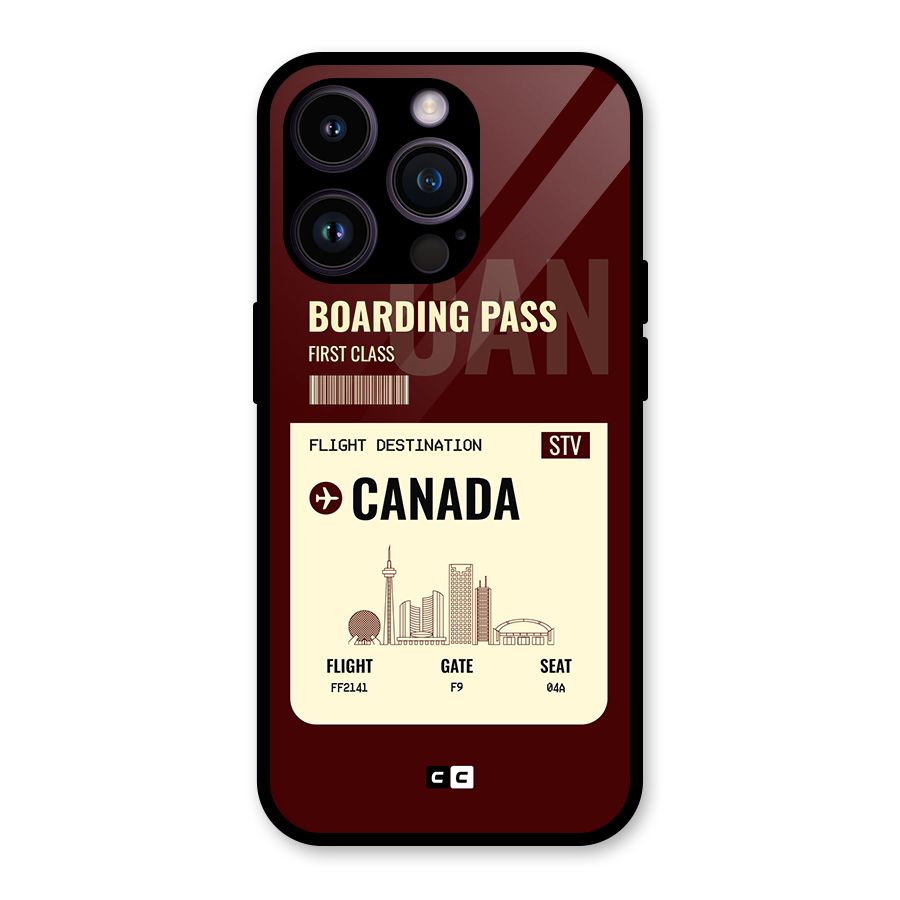 Canada Boarding Pass Glass Back Case for iPhone 14 Pro