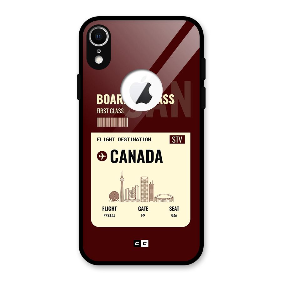 Canada Boarding Pass Glass Back Case for iPhone XR Logo Cut