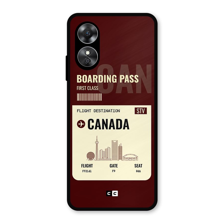 Canada Boarding Pass Metal Back Case for Oppo A17