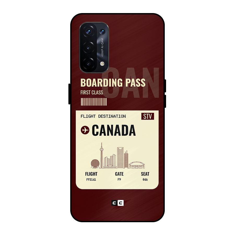 Canada Boarding Pass Metal Back Case for Oppo A74 5G