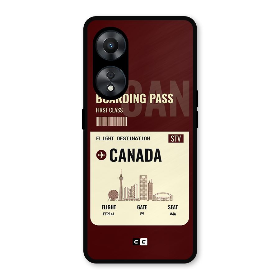 Canada Boarding Pass Metal Back Case for Oppo A78