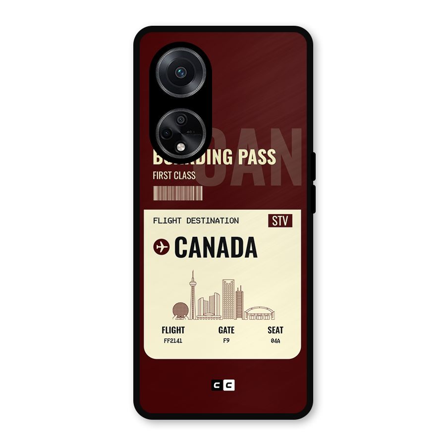 Canada Boarding Pass Metal Back Case for Oppo F23