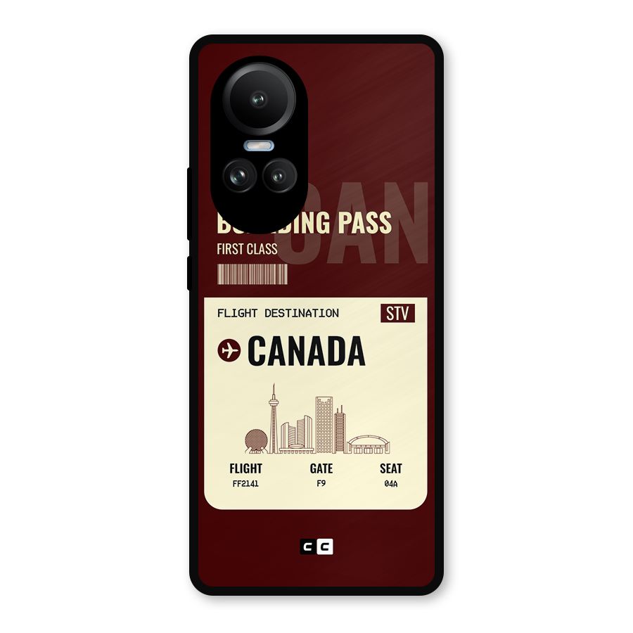 Canada Boarding Pass Metal Back Case for Oppo Reno10 Pro