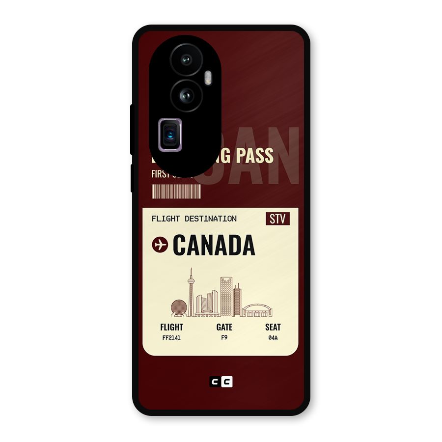 Canada Boarding Pass Metal Back Case for Oppo Reno10 Pro Plus