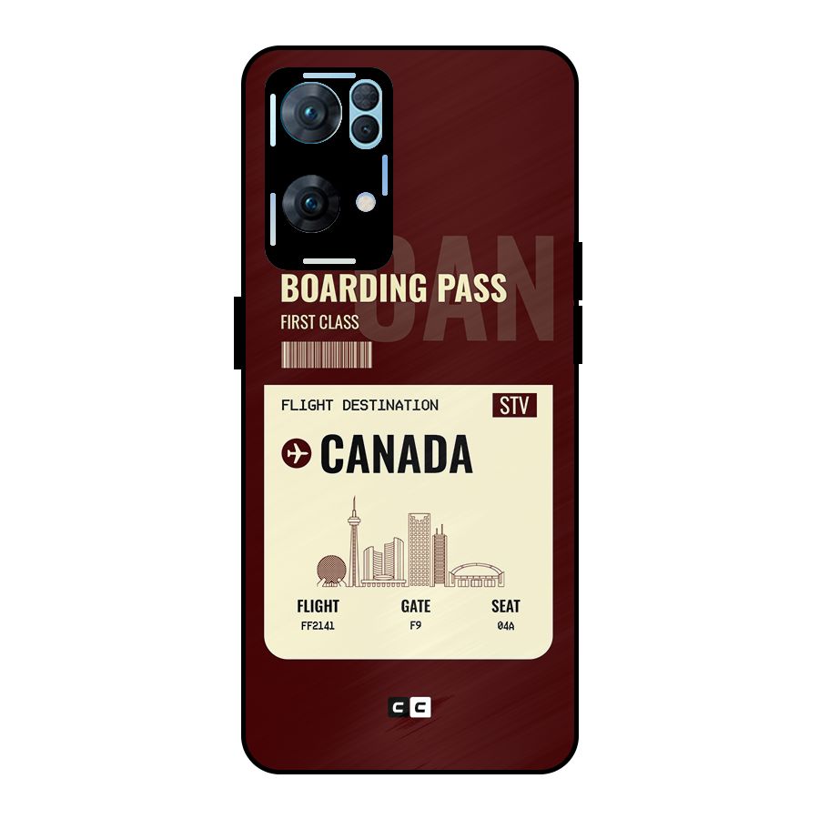 Canada Boarding Pass Metal Back Case for Oppo Reno7 Pro 5G