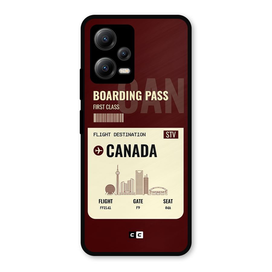 Canada Boarding Pass Metal Back Case for Redmi Note 12 5G