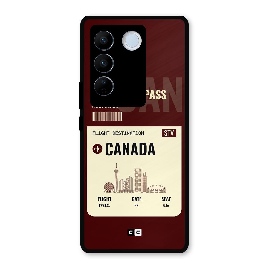 Canada Boarding Pass Metal Back Case for Vivo V27