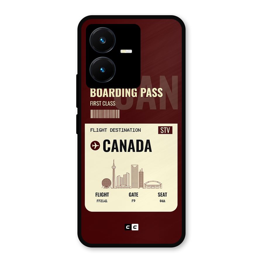 Canada Boarding Pass Metal Back Case for Vivo Y22