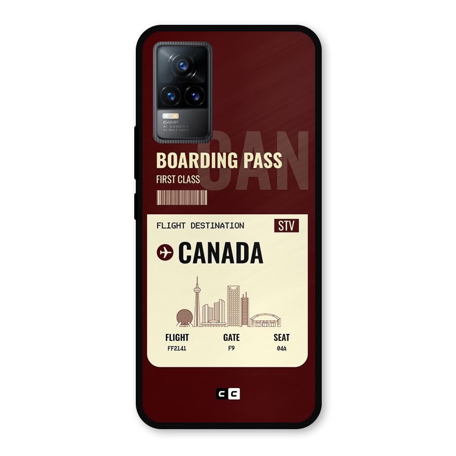 Canada Boarding Pass Metal Back Case for Vivo Y73